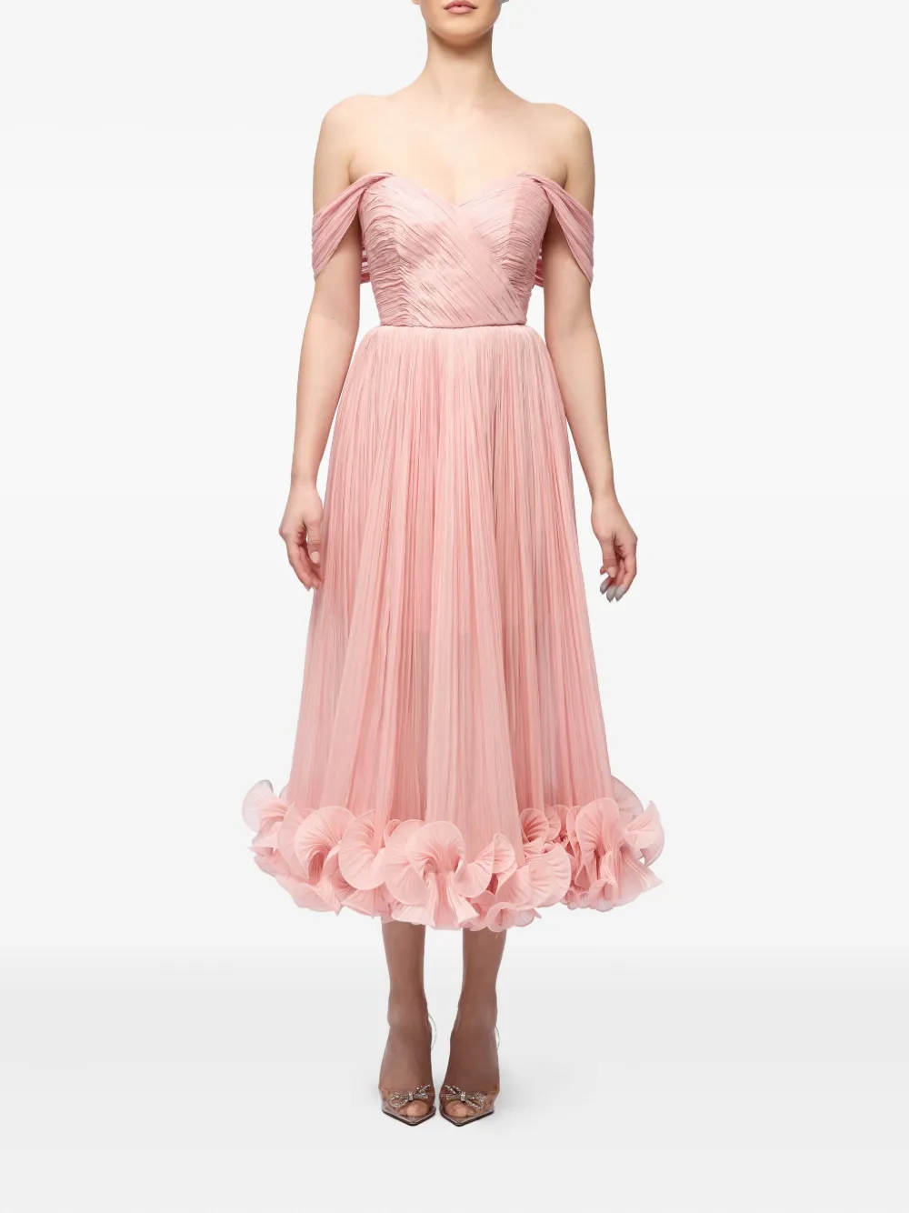 Ana Radu pleated off-shoulder gown - Roze