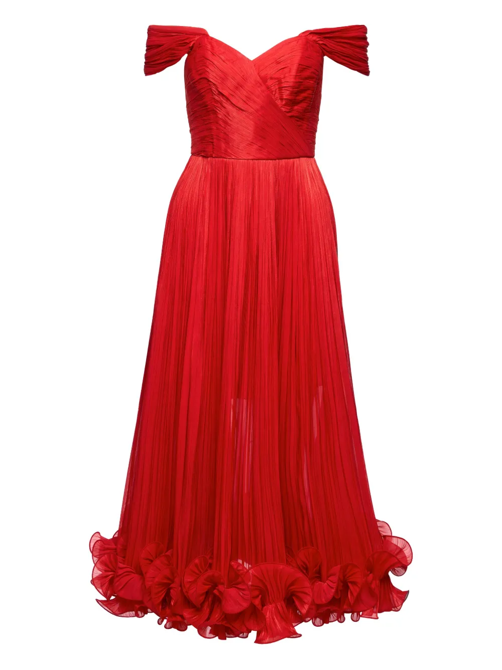 pleated off-shoulder dress