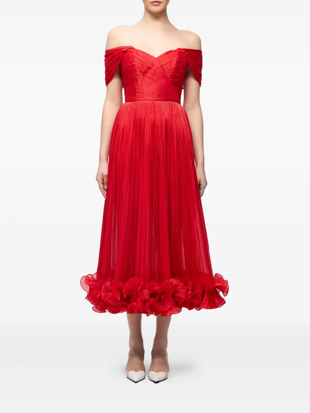 Ana Radu pleated off-shoulder gown - Rood