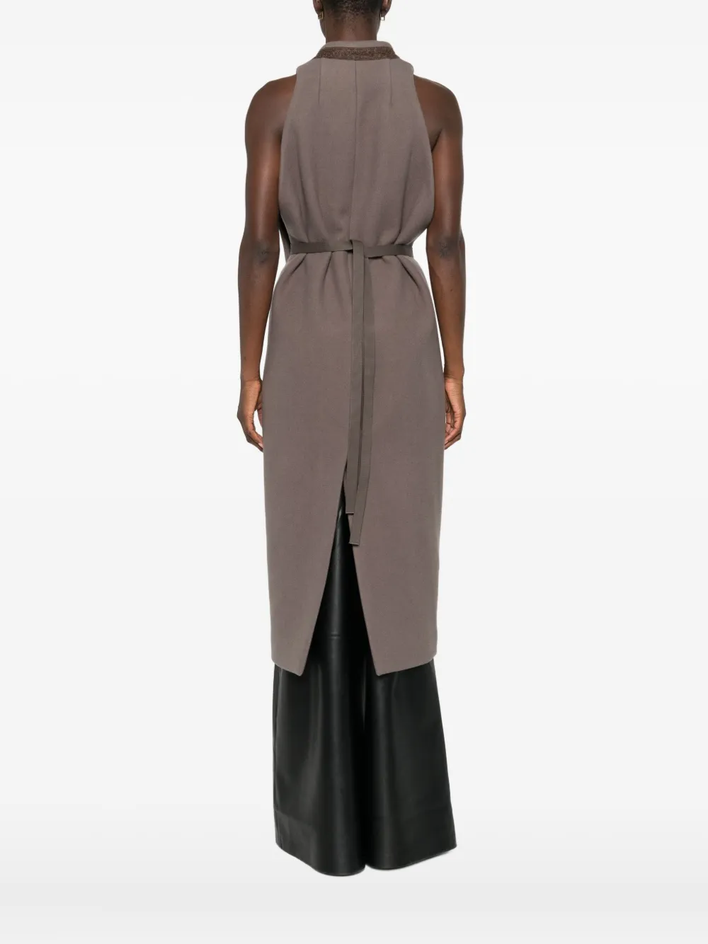 Rick Owens Mouwloze cape met striksluiting Grijs