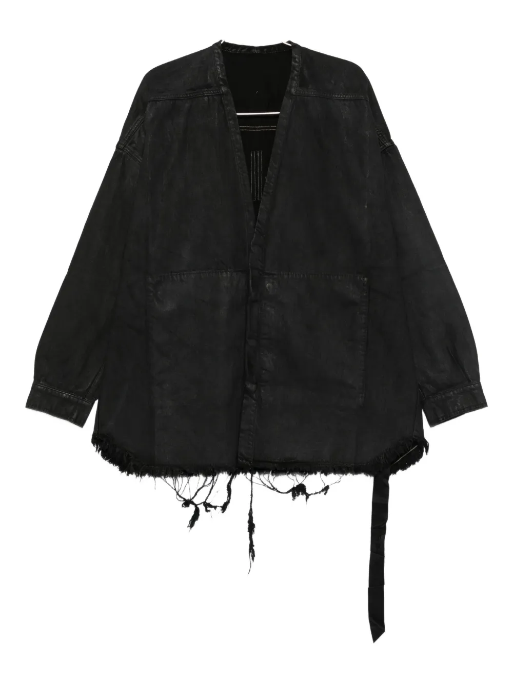 Rick Owens DRKSHDW frayed cotton coat Zwart