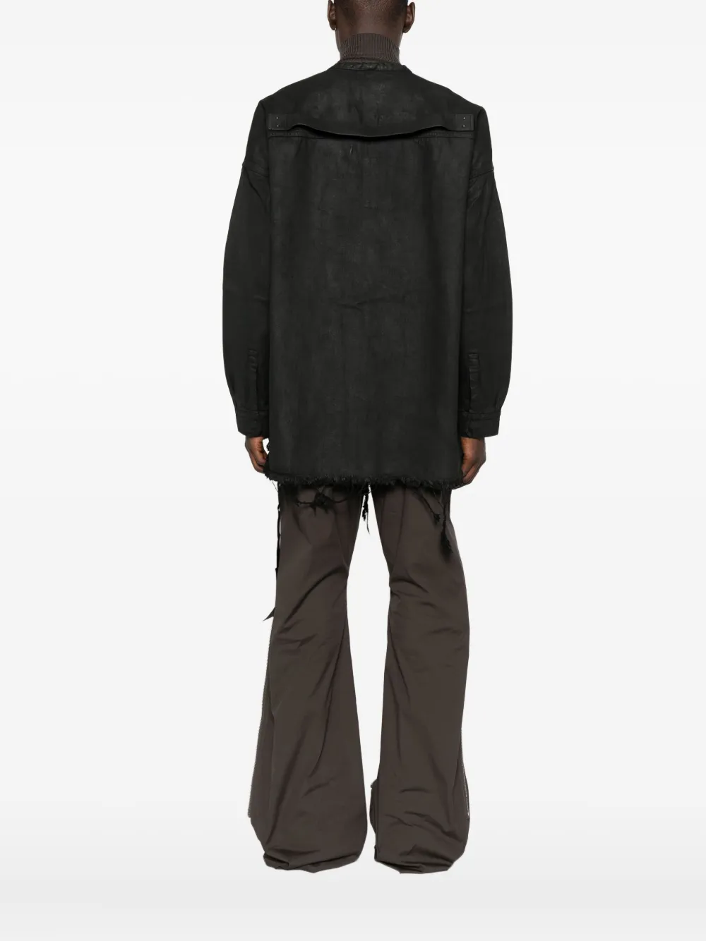 Rick Owens DRKSHDW frayed cotton coat Zwart