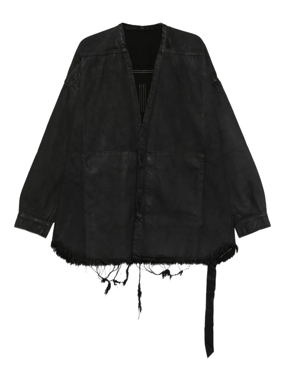 Rick Owens DRKSHDW frayed cotton coat Zwart