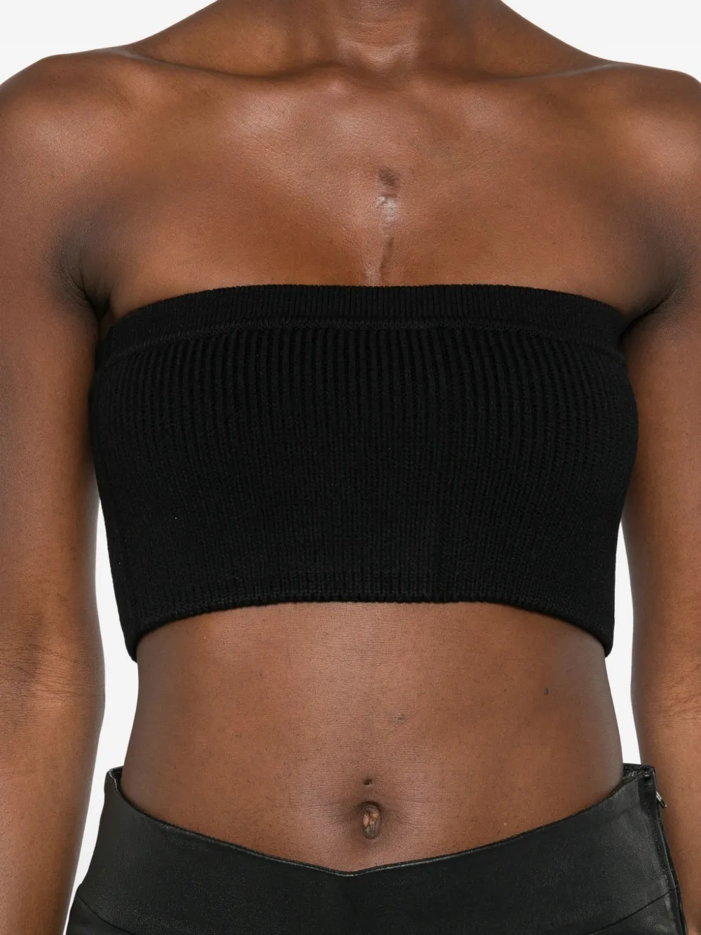 Rick Owens Fine-ribbed Bandeau Top In Black