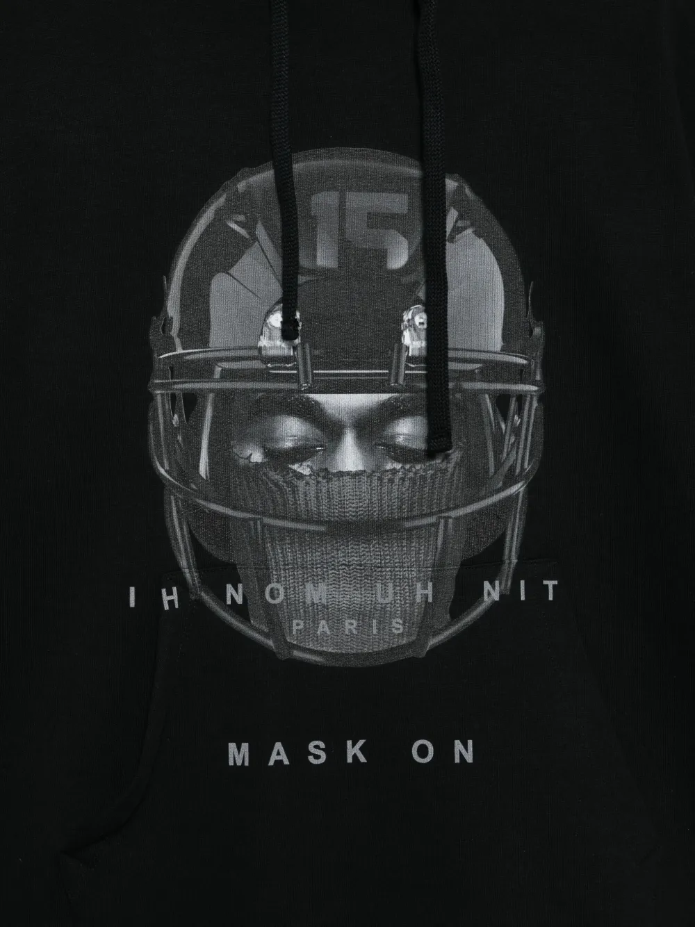 Ih Nom Uh Nit Graphic Hooded Sweater Kangaroo Pocket In Black