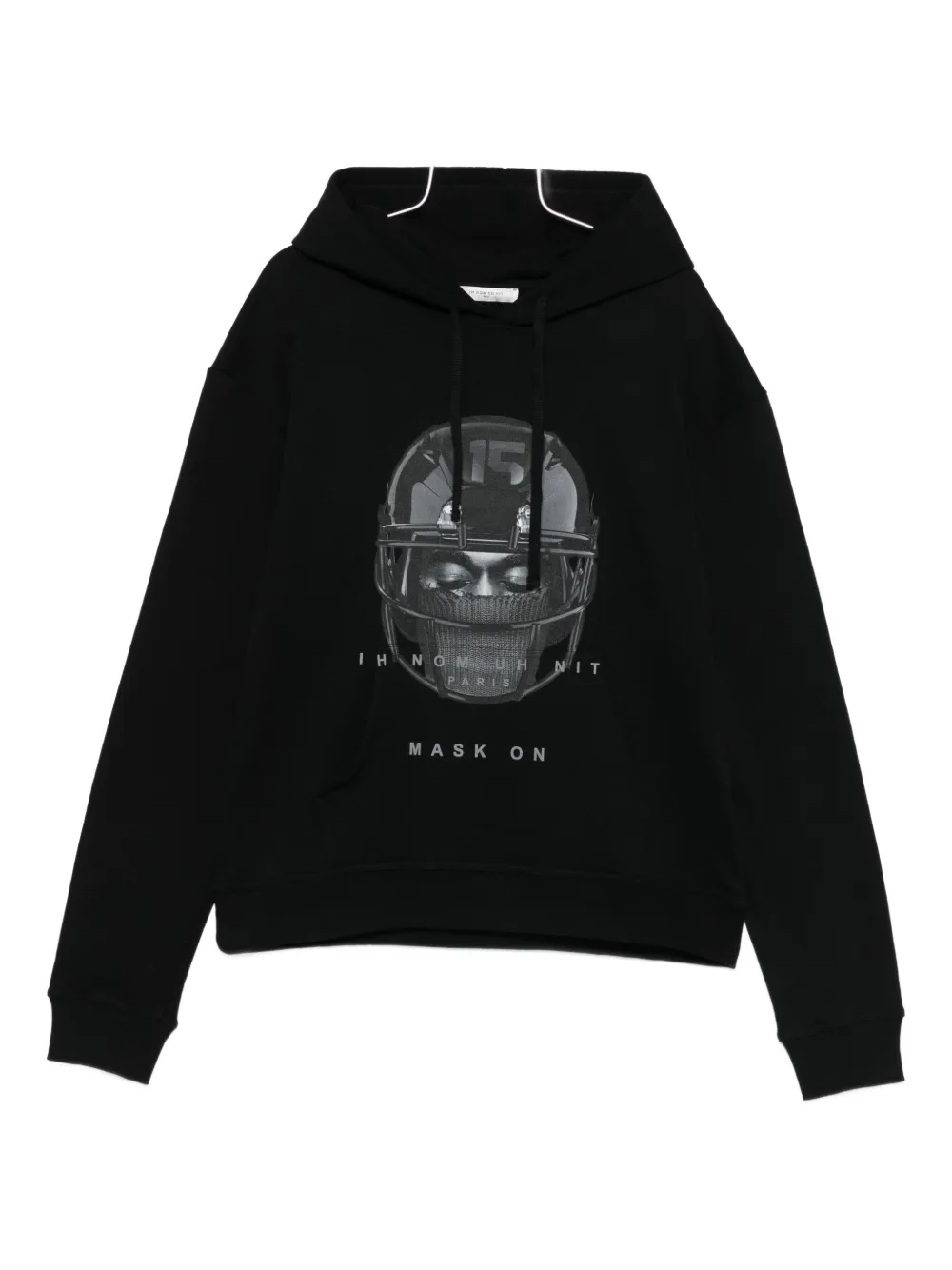 Ih Nom Uh Nit Graphic Hooded Sweater Kangaroo Pocket In Black