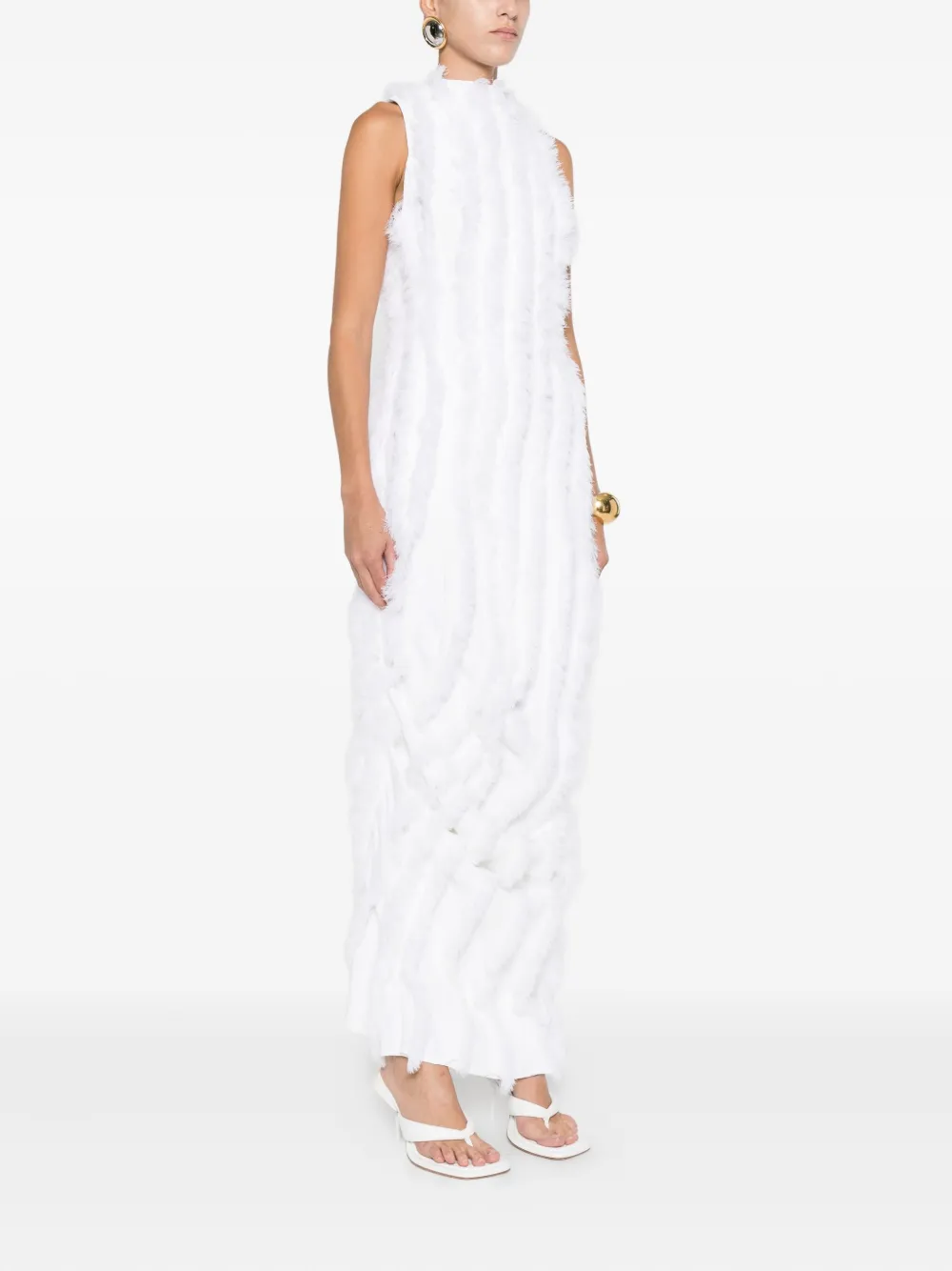Jacquemus Gedrapeerde maxi-jurk met ruches Wit
