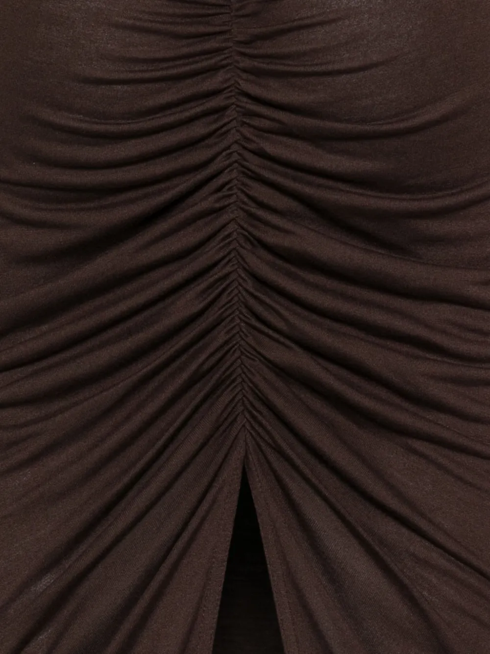 Rick Owens Ruched Midi Skirt In Brown
