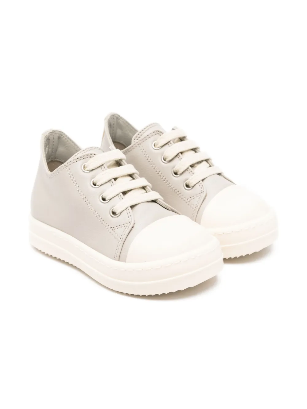 Rick Owens Leather Lace-up Sneakers In Gray