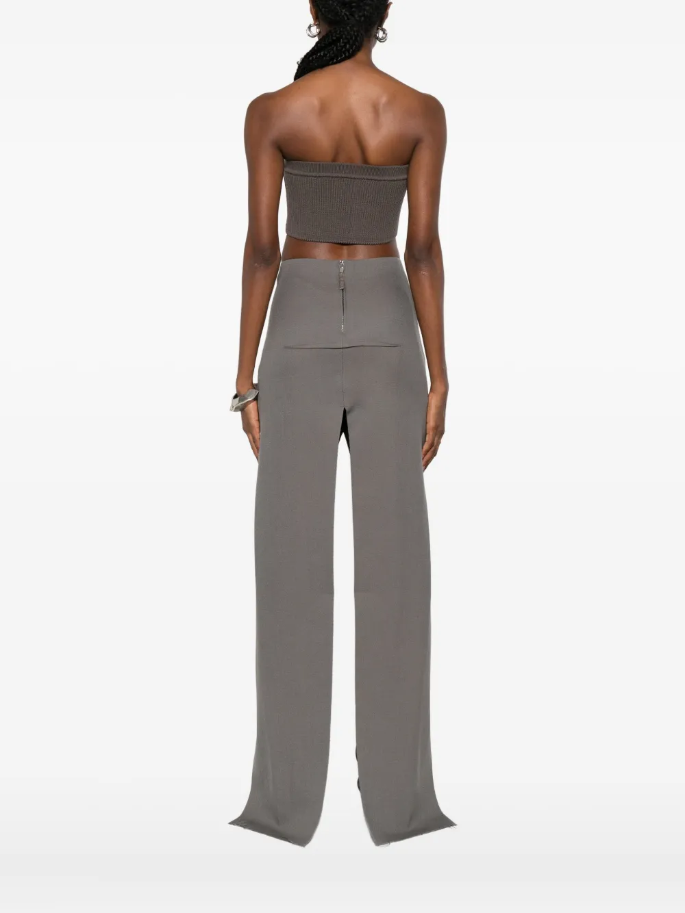 Rick Owens Fine-ribbed Cropped Top In Gray