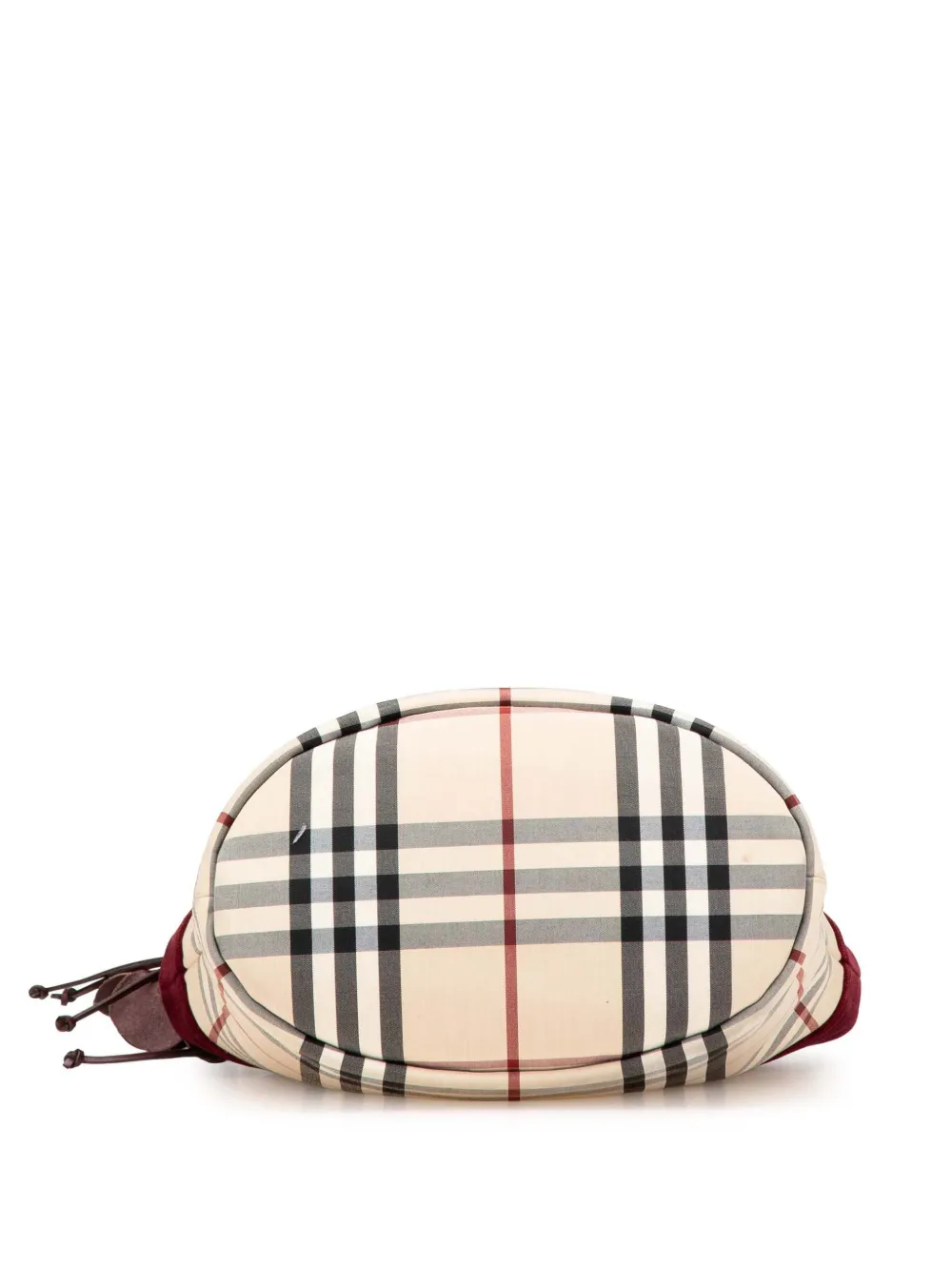 Pre-owned Burberry 2000-2017 Velvet Trimmed House Check Canvas Tote Bag