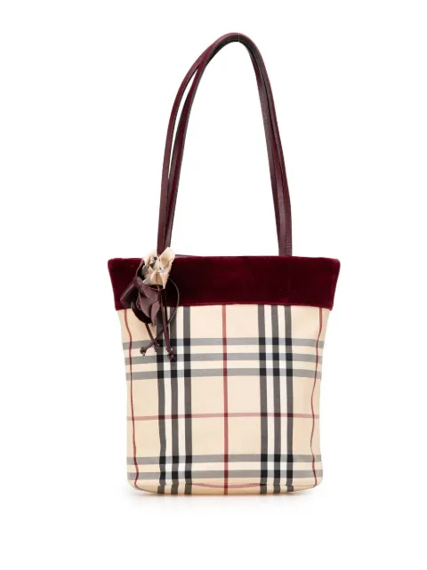 Burberry Pre-Owned 2000-2017 Velvet Trimmed House Check Canvas tote bag