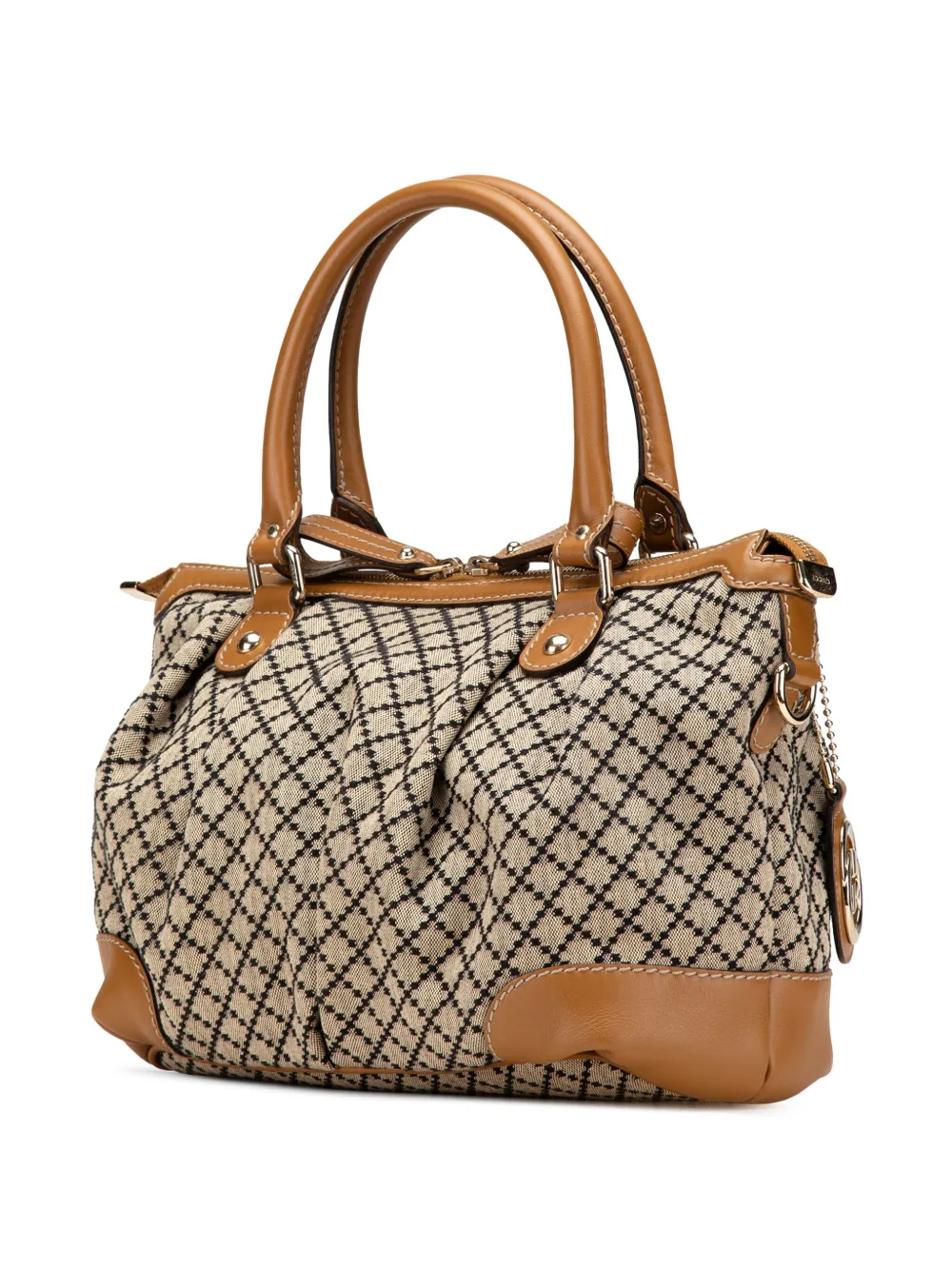 Pre-owned Gucci 2000-2015 Diamante Canvas Sukey Satchel In Brown