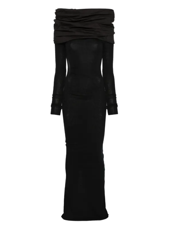wrinkle free dress shirt Ana Scuba Crepe Satin Drop Shoulder Floor Length Dress main image 0