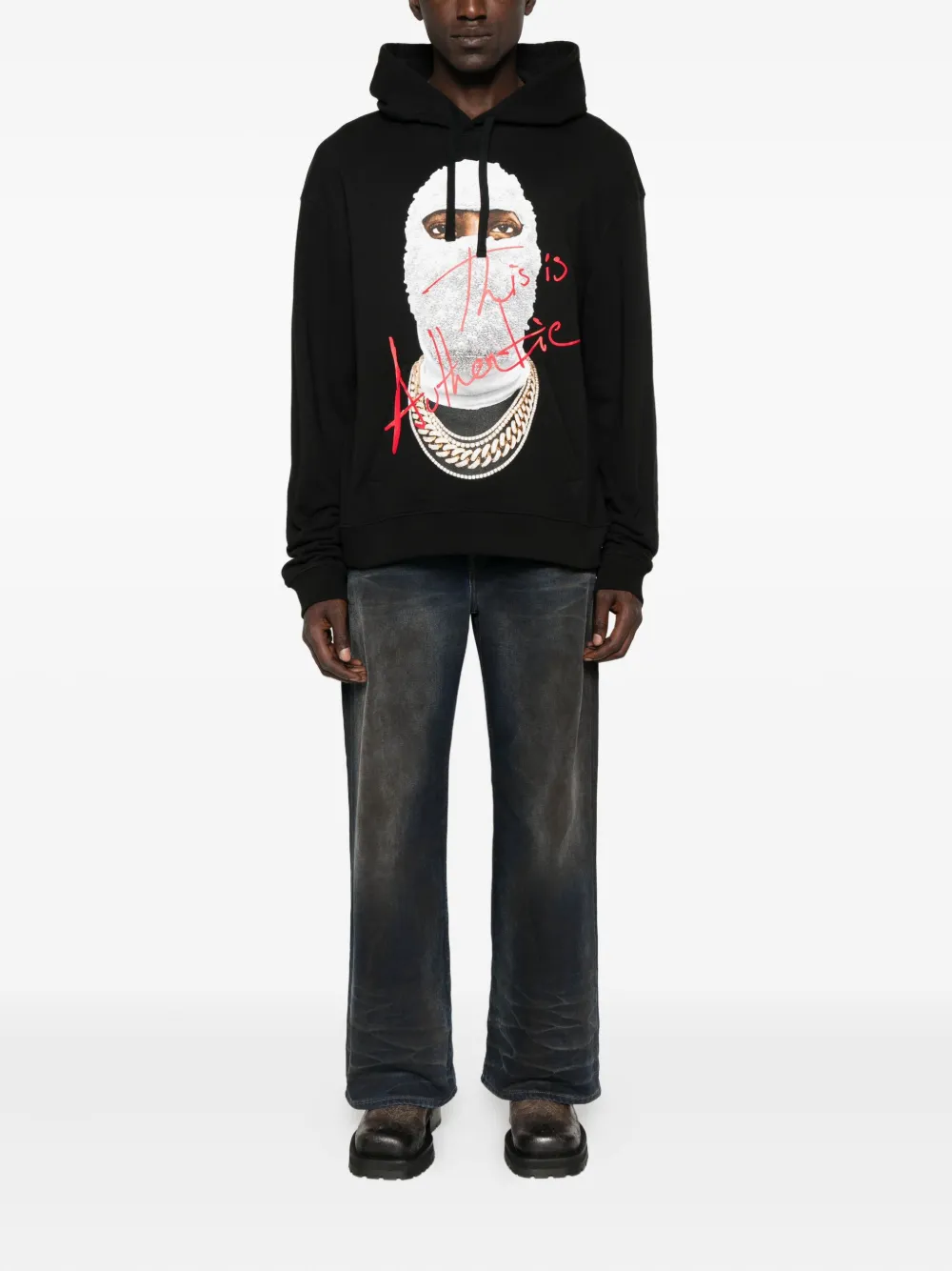 Ih Nom Uh Nit Graphic-print Cotton Hoodie In Black