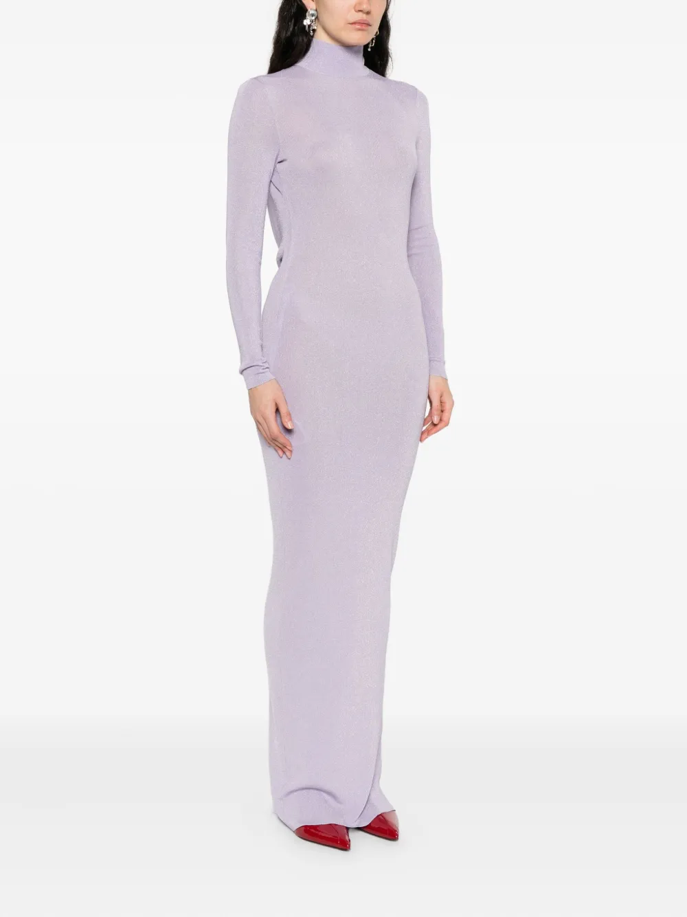Self-Portrait fine-knit dress Paars
