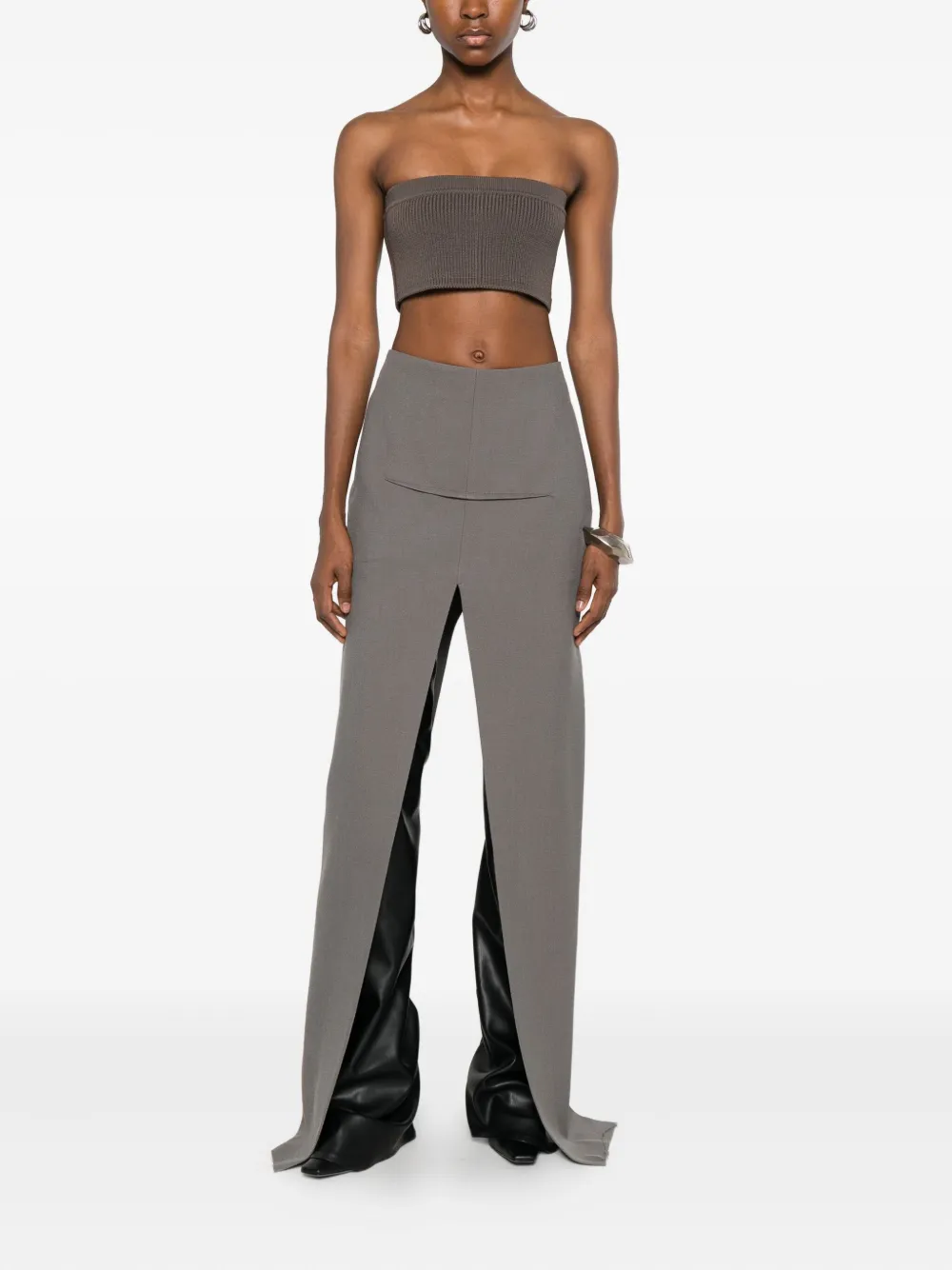 Rick Owens Double-slit Maxi Skirt In Gray