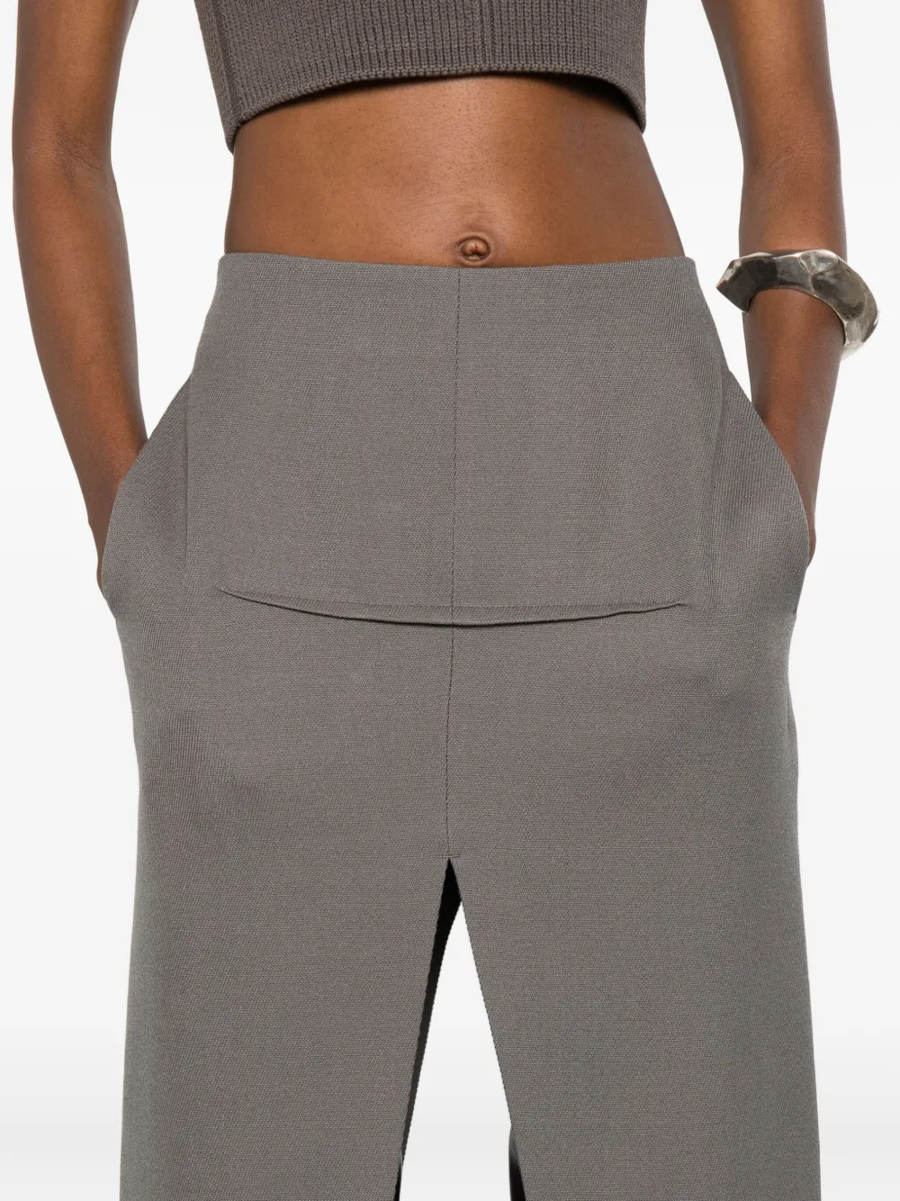 Rick Owens Double-slit Maxi Skirt In Gray