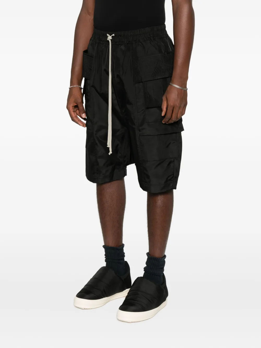 Rick Owens Drkshdw Creatch Pods Straight-leg Nylon-canvas Cargo Shorts In Black