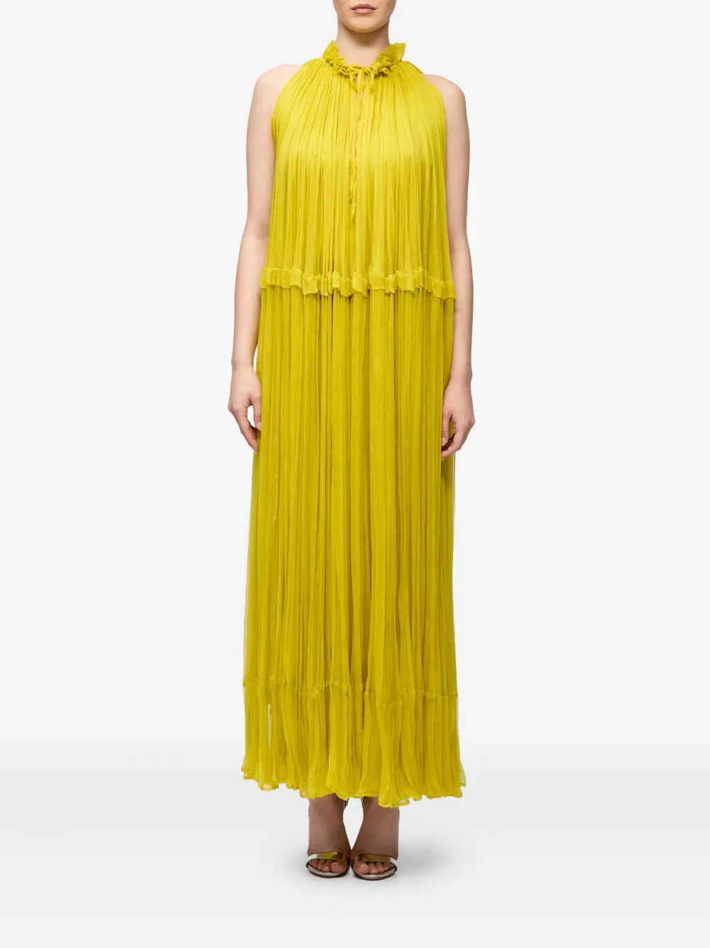 Ana Radu pleated cape gown - Geel
