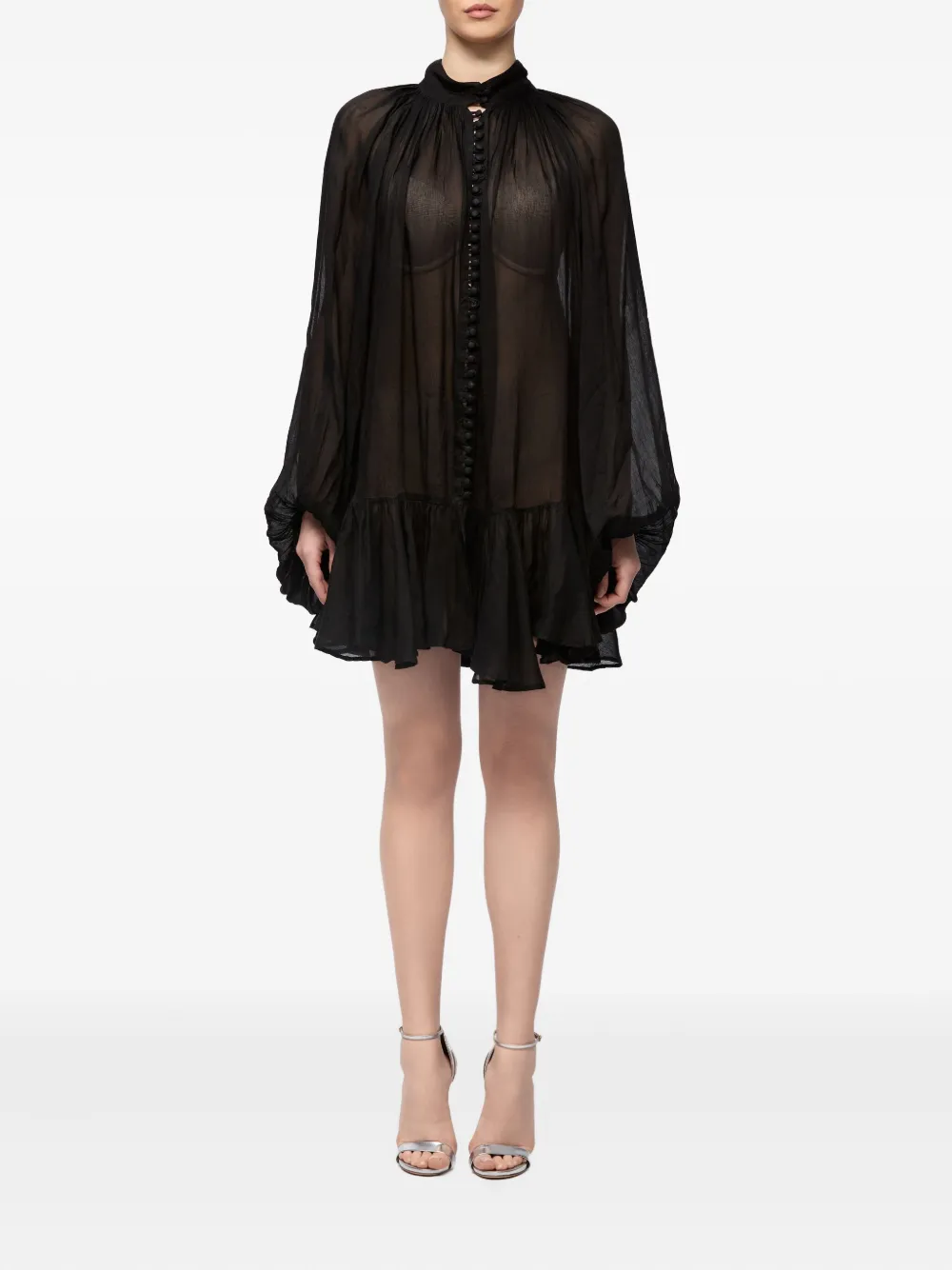 Ana Radu sheer cape-style dress - Zwart
