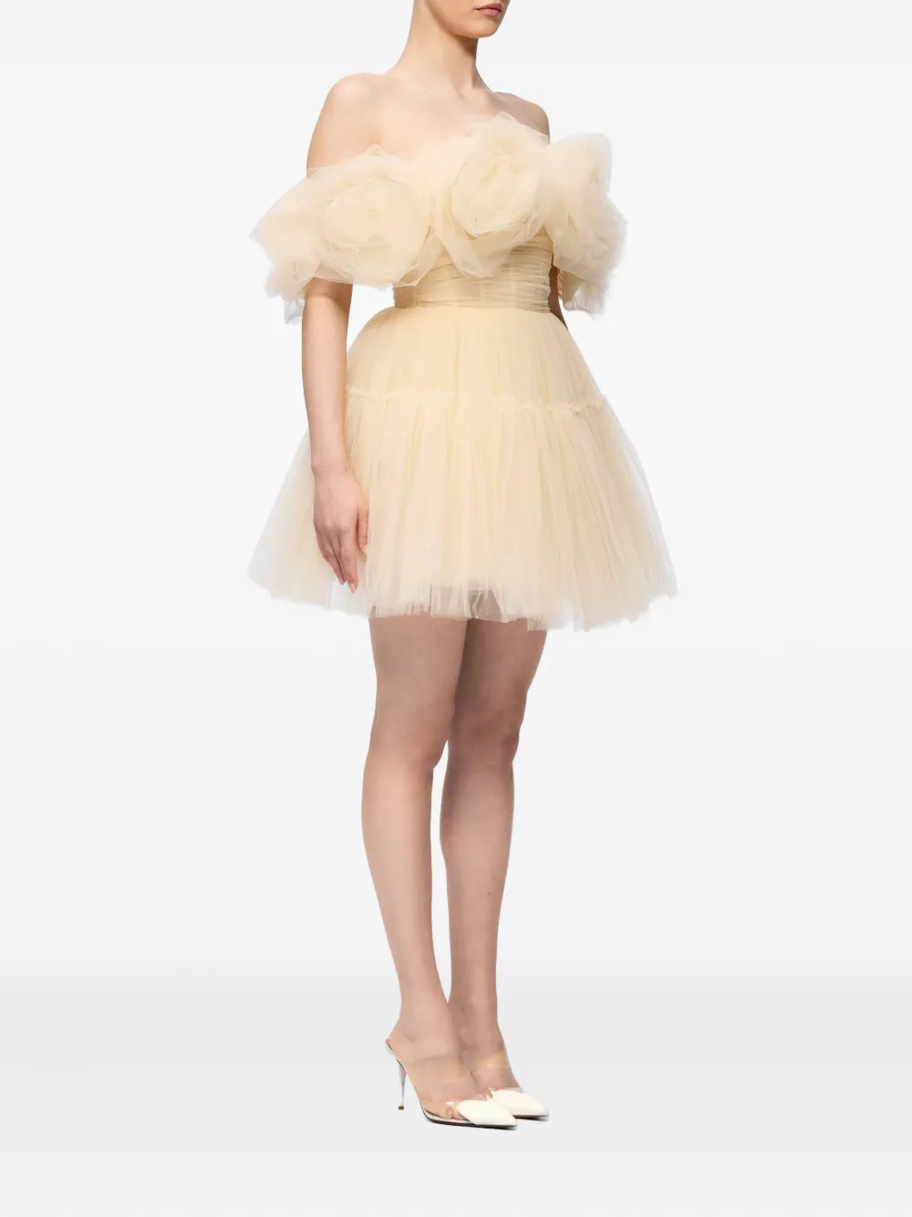 Ana Radu ruffled off-shoulder dress - Beige