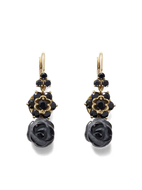 Dolce & Gabbana 18K yellow gold Sicily black sapphire and jade earrings