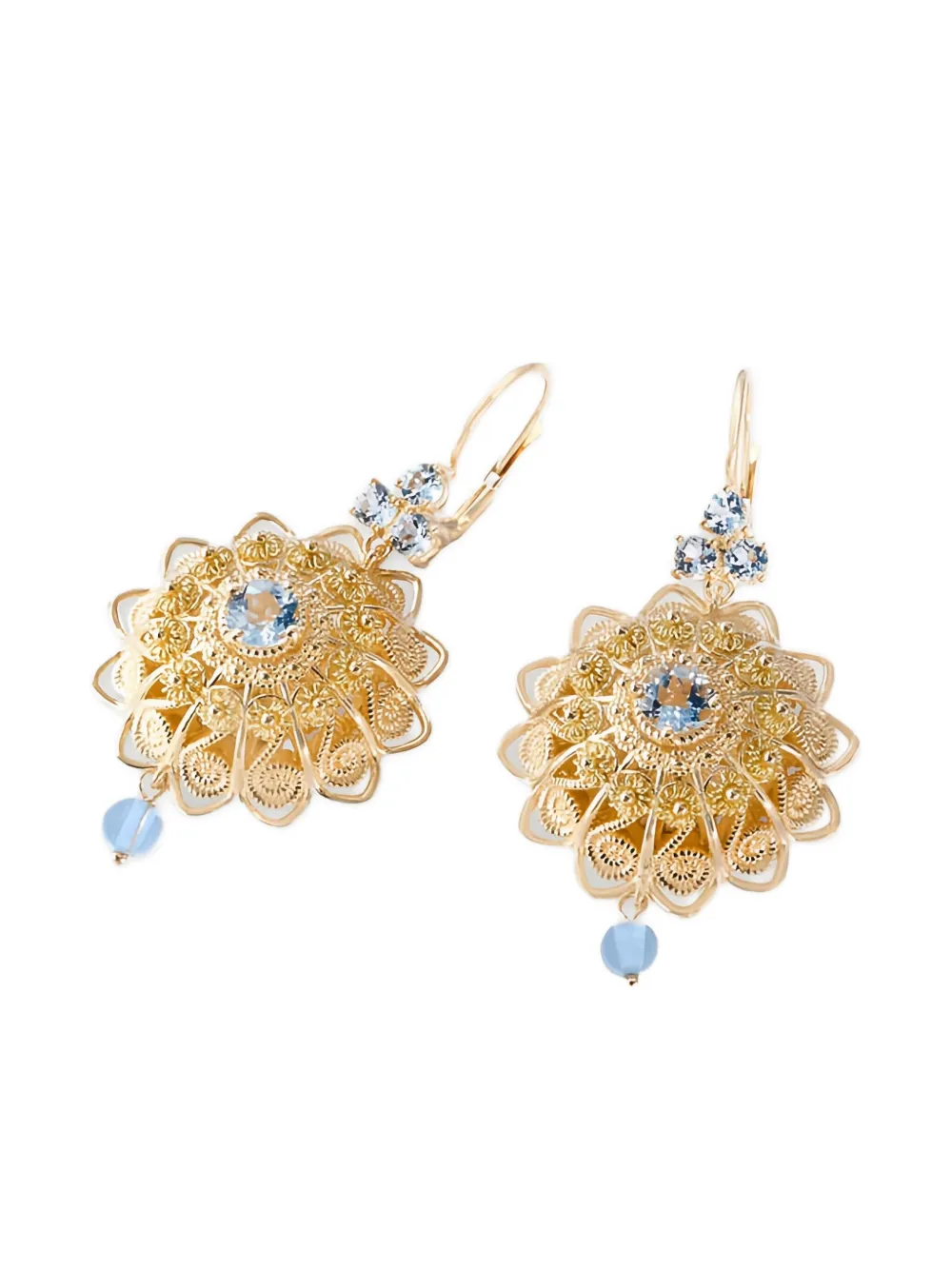 Dolce & Gabbana 18K yellow gold Filigree aquamarine earrings - Oro