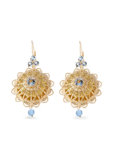 Dolce & Gabbana 18K yellow gold Filigree aquamarine earrings