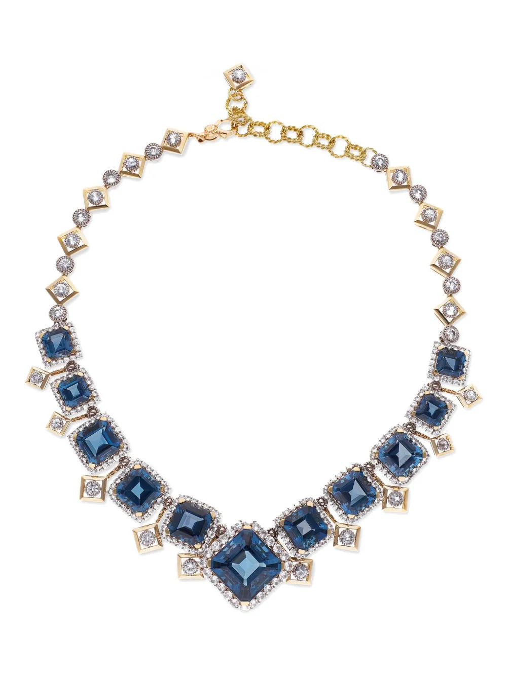 Dolce & Gabbana Eleganza Halskette aus 18kt Weiß- und Gelbgold mit Topasen und Saphiren - Blau