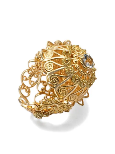 Dolce & Gabbana 18K yellow gold Filigree aquamarine ring