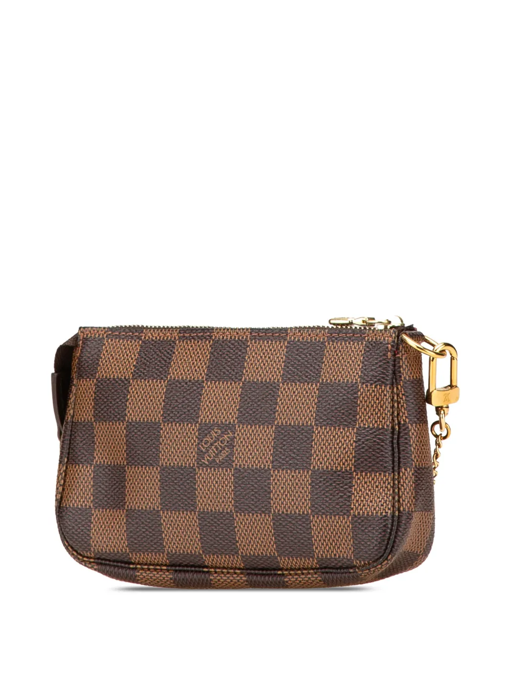 Pre-owned Louis Vuitton 2016 Damier Ebene Mini Pochette Accessoires Handbag In Brown