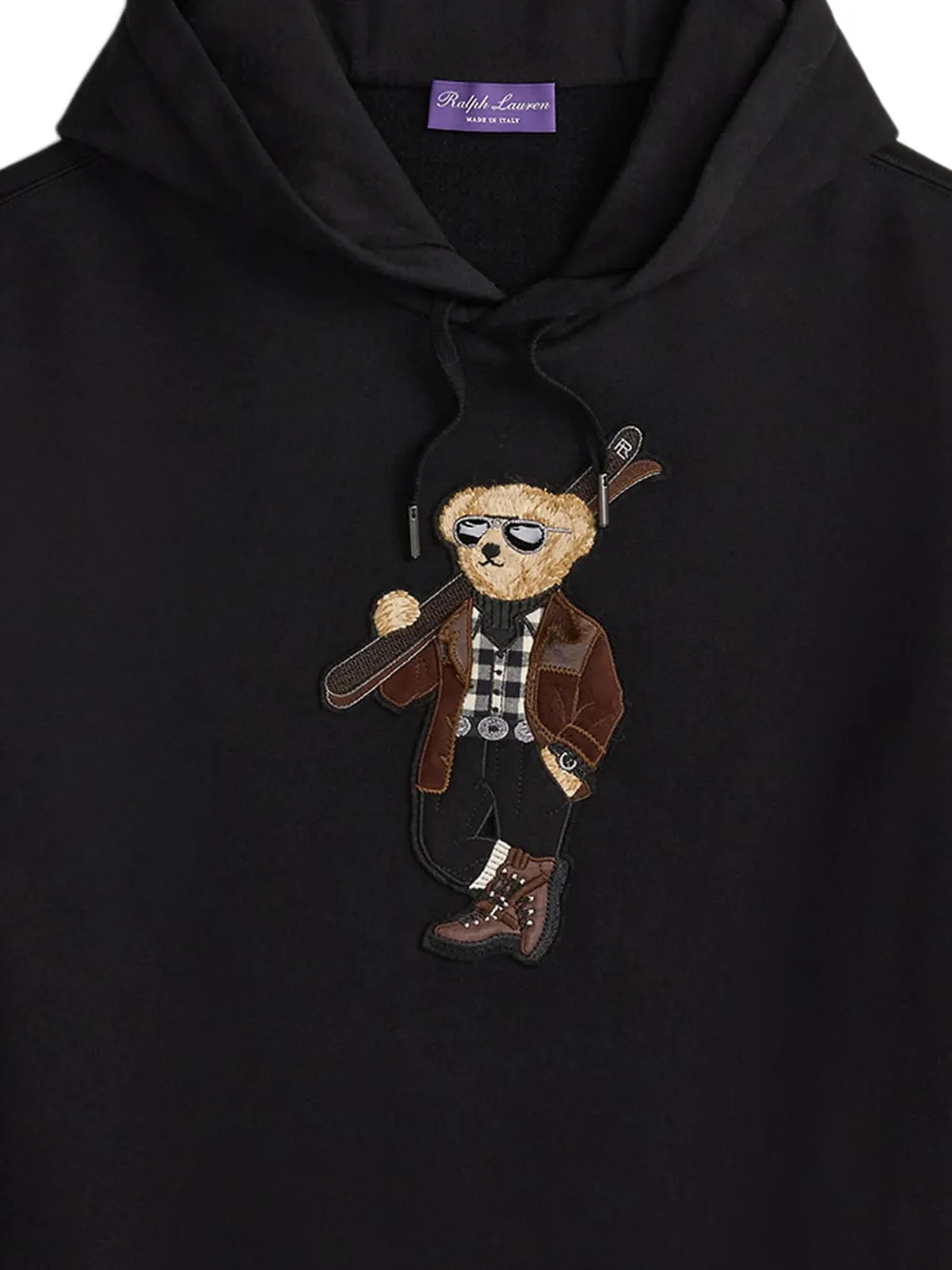 Ralph Lauren Purple Label Hoodie met geborduurde teddybeer Zwart