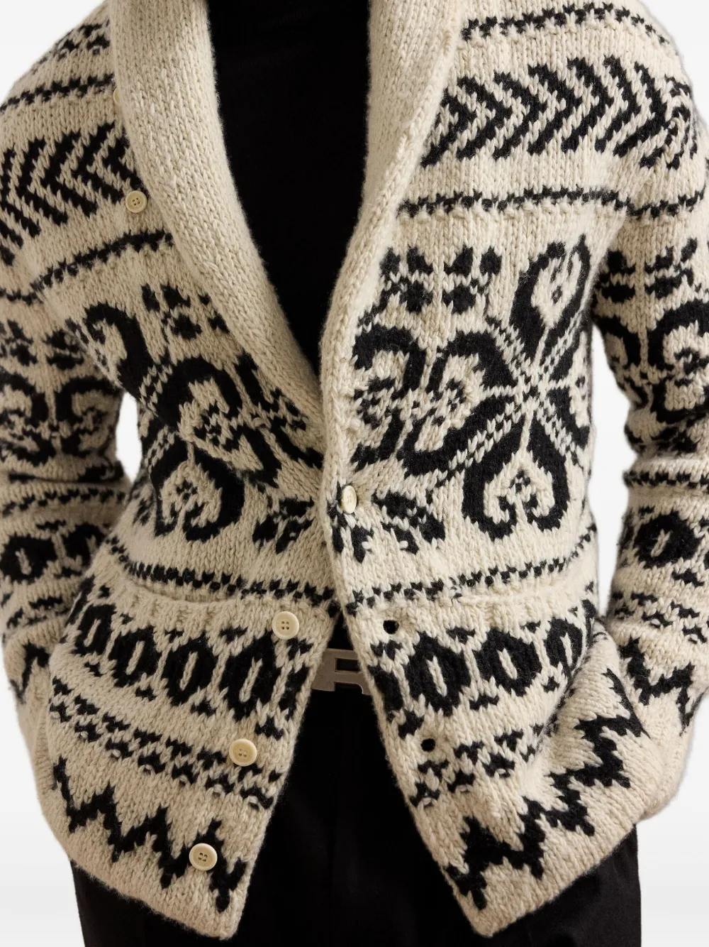 Ralph Lauren Shawl-collar Jacquard Cardigan In Neutral