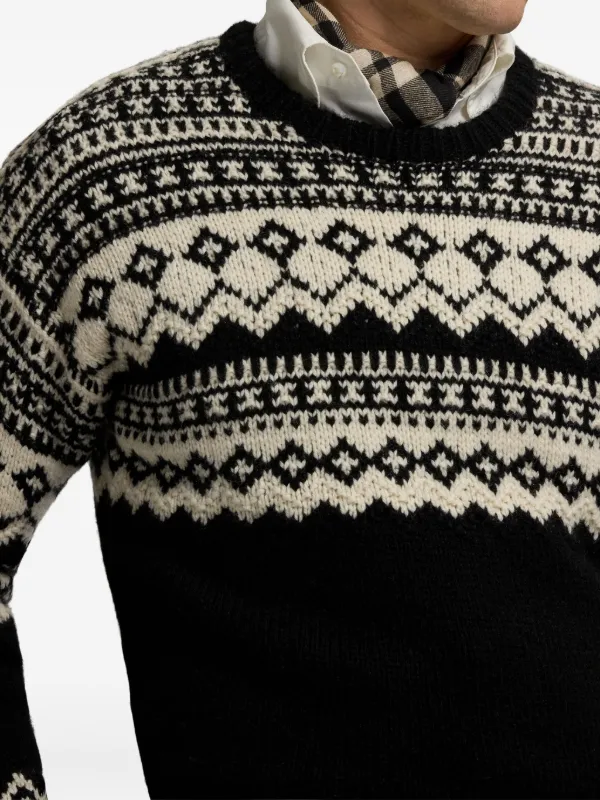 Ralph Lauren Purple Label Fairisle Cashmere Sweater | Black | FARFETCH