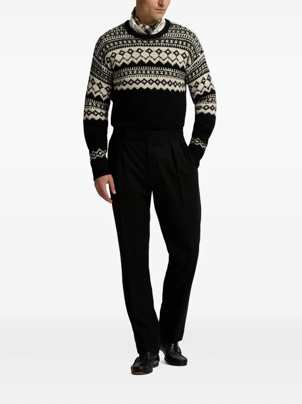 Ralph Lauren Purple Label Fairisle kasjmier trui - Zwart