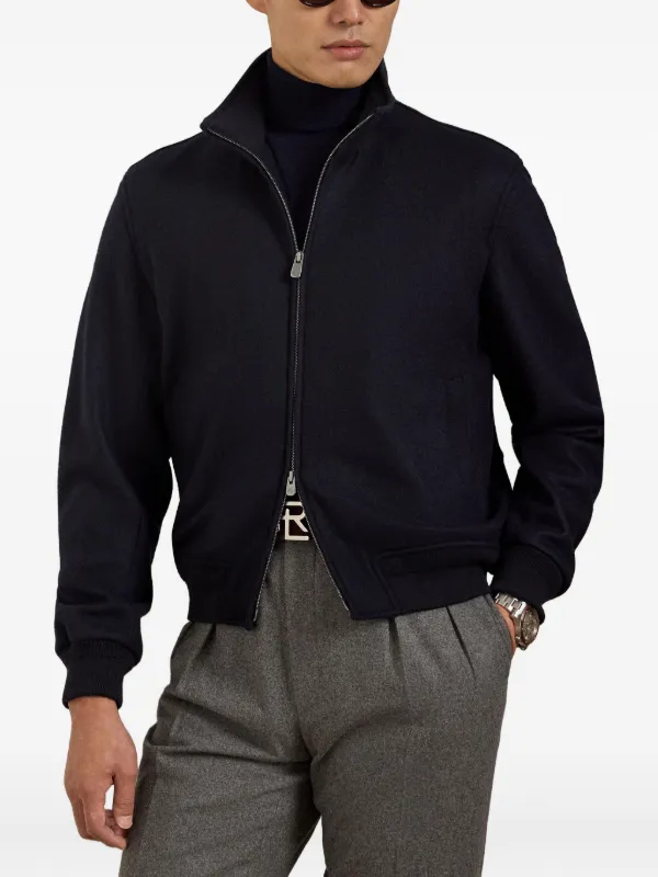 Ralph Lauren Purple Label Zipped Bomber Jacket | Blue | FARFETCH