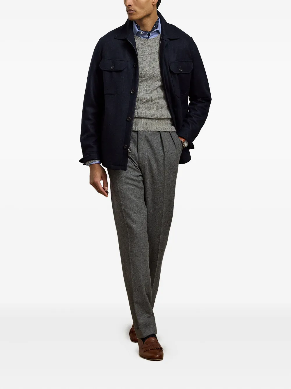 Ralph Lauren Purple Label Shirtjack met dubbele rij knopen Blauw