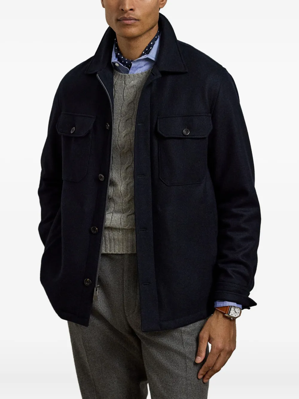 Ralph Lauren Purple Label Shirtjack met dubbele rij knopen Blauw