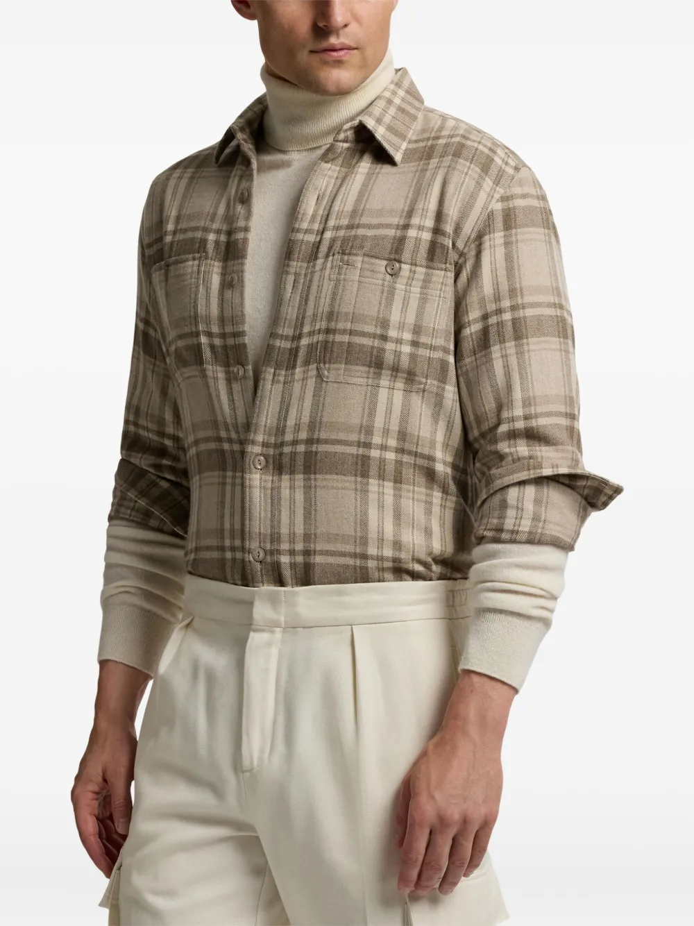 Ralph Lauren Purple Label Geruit overhemd Beige