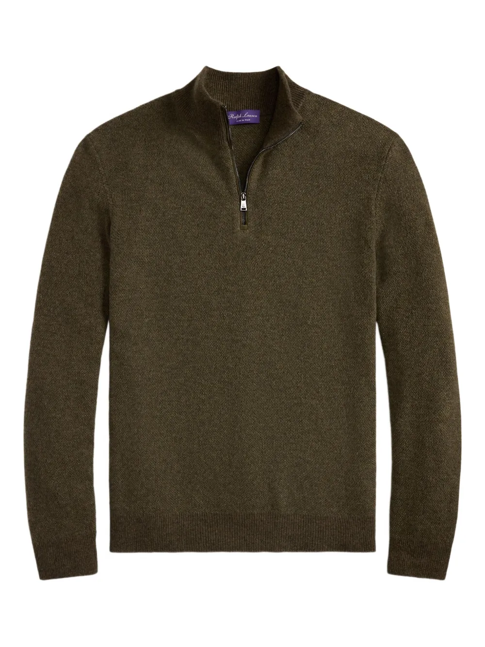 Ralph Lauren Purple Label Birdseye pullover met halve rits Groen
