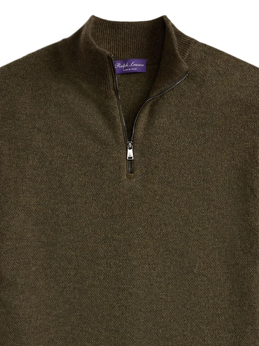 Ralph Lauren Purple Label Birdseye pullover met halve rits - Groen