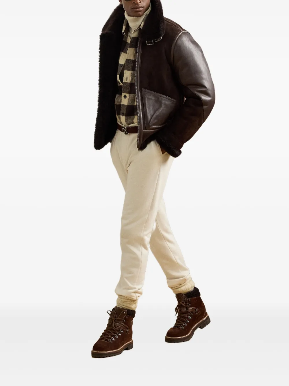 Ralph Lauren Purple Label shearling-collar biker jacket | Biker Jackets | Image 2