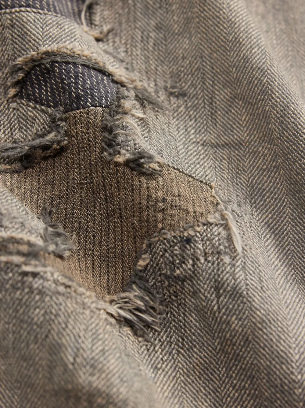 Rrl Distressed Straight-leg Trousers In Gray