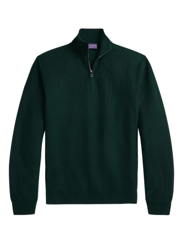 Ralph Lauren Purple Label Double Piqué half-zip Sweater Green FARFETCH  IN