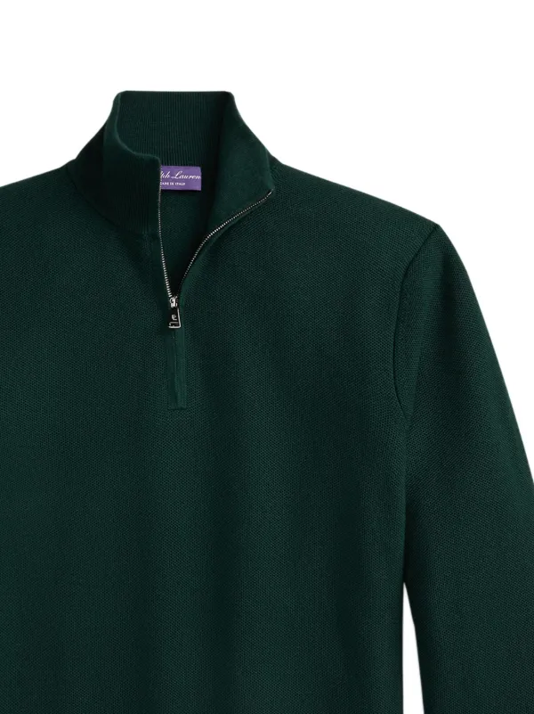 Ralph Lauren Purple Label Double Piqué half-zip Sweater Green