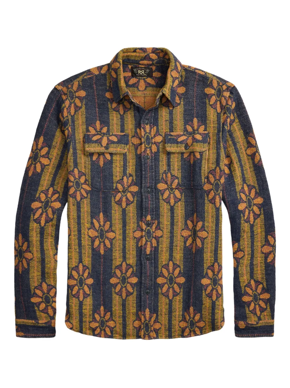 Ralph Lauren RRL Matlock フローラル ジャカード シャツ | ブルー | Image 1