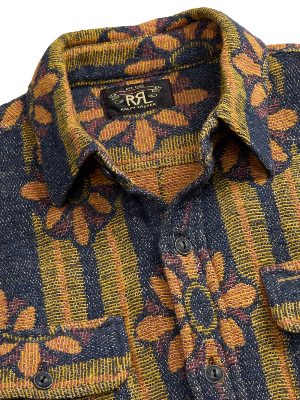 Ralph Lauren RRL Matlock floral-jacquard button-up Shirt | Blue