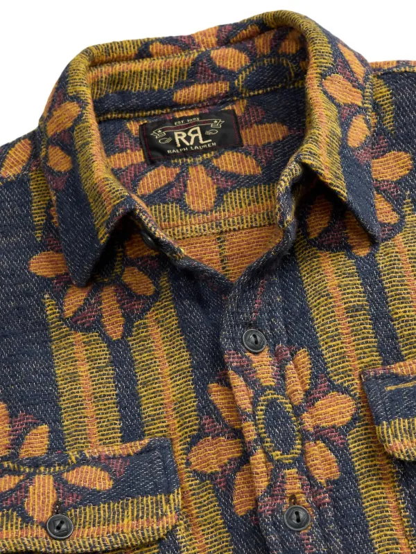 Ralph Lauren RRL Matlock floral-jacquard button-up Shirt | Blue