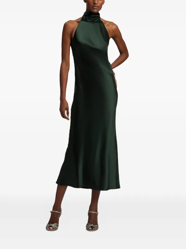 Ralph Lauren Collection Chilton Satin Midi Dress Green FARFETCH NO